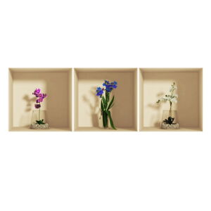 Sada 3 samolepek s 3D efektem Ambiance Orchids