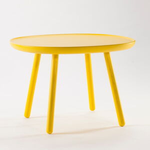 Žlutý odkládací stolek z masivu EMKO Naïve, ø 64 cm