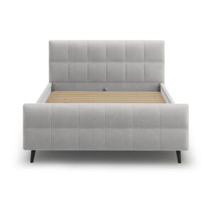 Světle šedá čalouněná dvoulůžková postel s roštem 160x200 cm Gigi - Micadoni Home
