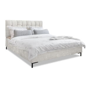 Krémová čalouněná dvoulůžková postel s roštem 160x200 cm Eve – Miuform