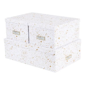 Sada 3 úložných krabic ve zlato-bílé barvě Bigso Box of Sweden Inge