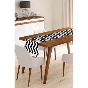 Běhoun na stůl z mikrovlákna Minimalist Cushion Covers Black Stripes, 45 x 145 cm