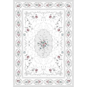 Bílo-šedý koberec Vitaus Flora, 80 x 150 cm