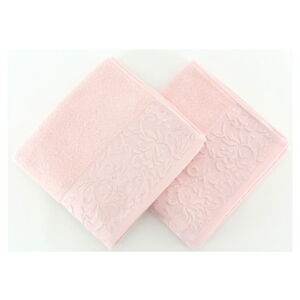 Sada 2 světle růžových ručníků ze 100% bavlny Burumcuk, 50 x 90 cm