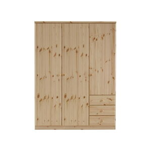 Hnědá šatní skříň z borovicového dřeva Steens Ribe, 202 x 150,5 cm