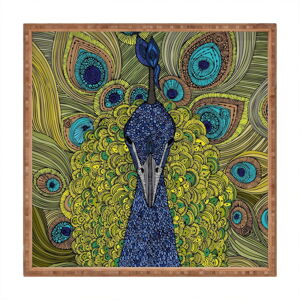 Dřevěný dekorativní servírovací tác Peacock, 40 x 40 cm
