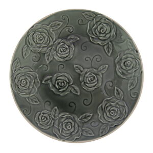 Tmavě zelený ozdobný talíř Antic Line Roses, ⌀ 25,5 cm