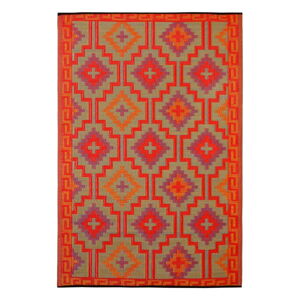 Oranžovo-fialový oboustranný venkovní koberec z recyklovaného plastu Fab Hab Lhasa Orange & Violet, 90 x 150 cm