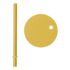 Hořčicově žluté víčko s brčkem na hrnek Design Letters, ø 7 cm