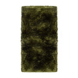 Tmavě zelený koberec z ovčí kožešiny Royal Dream Zealand Natur, 70 x 140 cm