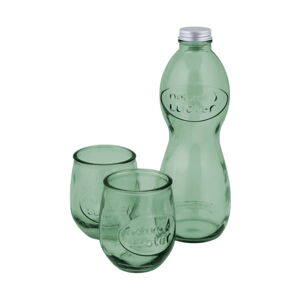 Set světle zelené lahve na vodu a 2 sklenic z recyklovaného skla Ego Dekor Water