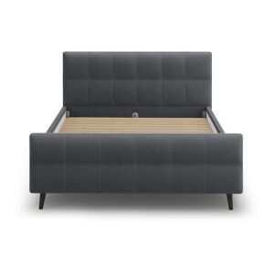 Tmavě šedá čalouněná dvoulůžková postel s roštem 160x200 cm Gigi - Micadoni Home
