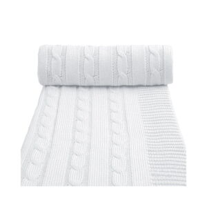 Bílá pletená dětská deka s podílem bavlny T-TOMI Spring, 80 x 100 cm