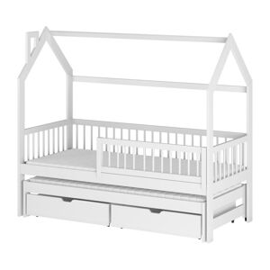 Bílá domečková dětská postel s úložným prostorem 90x190 cm Papi - Lano Meble