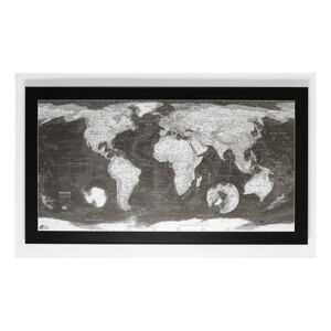 Magnetická mapa světa The Future Mapping Company Monochrome World Map, 130 x 72 cm