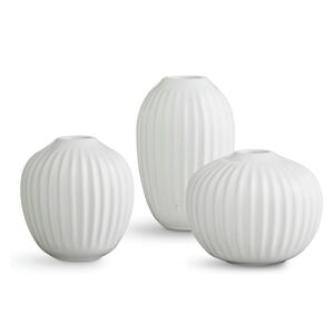 Sada 3 kameninových bílých váz Kähler Design Hammershoi Miniature