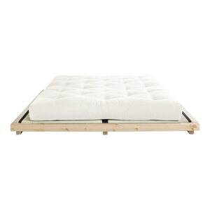Dvoulůžková postel z borovicového dřeva s matrací a tatami Karup Design Dock Double Latex Natural Clear/Natural, 140 x 200 cm