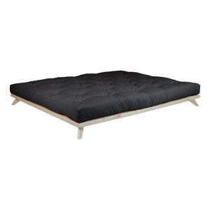 Dvoulůžková postel z borovicového dřeva s matrací Karup Design Senza Comfort Mat Natural Clear/Black, 180 x 200 cm