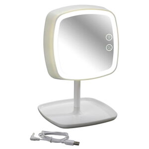 Bílé stolní zrcadlo a lampička s LED světlem Wenko OStia