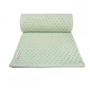 Zelená pletená dětská deka s podílem bavlny T-TOMI Summer, 80 x 100 cm