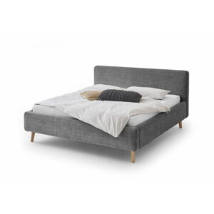 Tmavě šedá čalouněná dvoulůžková postel s úložným prostorem s roštem 140x200 cm Mattis - Meise Möbel