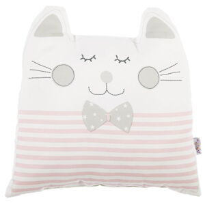 Růžový dětský polštářek s příměsí bavlny Mike & Co. NEW YORK Pillow Toy Big Cat, 29 x 29 cm