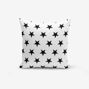 Černo-bílý povlak na polštář s příměsí bavlny Minimalist Cushion Covers Black Stars, 45 x 45 cm
