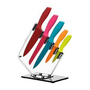 Sada 5 barevných nožů se stojanem Premier Housewares Soft Grip