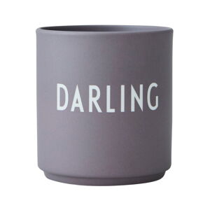 Šedý porcelánový šálek Design Letters Darling, 300 ml