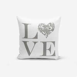 Povlak na polštář s příměsí bavlny Minimalist Cushion Covers Love Grey, 45 x 45 cm