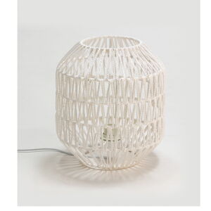 Bílá stolní lampa s textilním stínidlem Tierra Bella Yaka, výška 32 cm