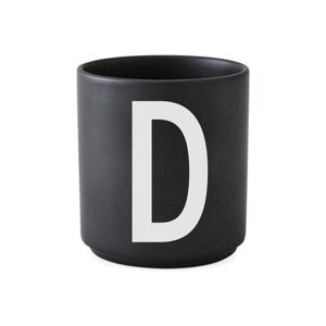Černý porcelánový šálek Design Letters Alphabet D, 250 ml