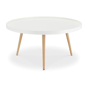 Bílý konferenční stolek s nohami z bukového dřeva Furnhouse Opus, Ø 90 cm