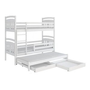 Bílá patrová dětská postel s úložným prostorem 90x200 cm Igor - Lano Meble