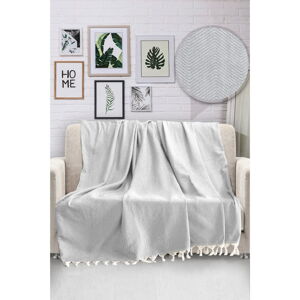 Světle šedý bavlněný přehoz přes postel Viaden HN, 170 x 230 cm