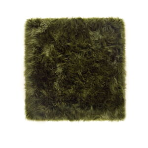 Tmavě zelený koberec z ovčí kožešiny Royal Dream Zealand Square, 70 x 70 cm