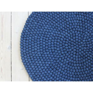 Modrý kuličkový vlněný koberec Wooldot Ball Rugs, ⌀ 90 cm