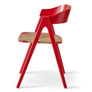 Červená jídelní židle z bukového dřeva s ratanovým sedákem Findahl by Hammel Mette