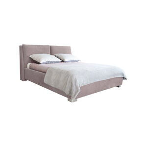 Světle růžová dvoulůžková postel Mazzini Beds Vicky, 140 x 200 cm