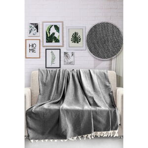 Černý bavlněný přehoz přes postel Viaden HN, 170 x 230 cm