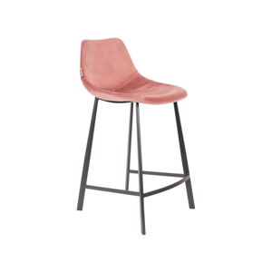 Sada 2 růžových barových židlí se sametovým potahem Dutchbone, výška 91 cm
