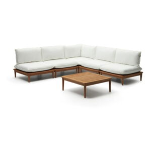 Bílý zahradní lounge set z teakového dřeva pro 4 Portitxol – Kave Home
