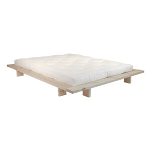 Dvoulůžková postel z borovicového dřeva s matrací Karup Design Japan Double Latex Raw/Natural, 140 x 200 cm
