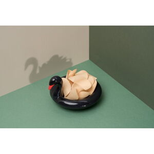 Černá keramická plovoucí miska DOIY Black Swan, 18 x 16 cm