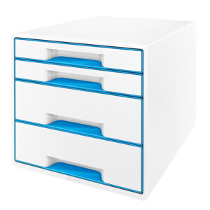 Bílo-modrý zásuvkový box Leitz WOW CUBE, 4 zásuvky