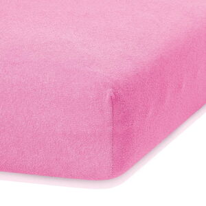 Tmavě růžové elastické prostěradlo s vysokým podílem bavlny AmeliaHome Ruby, 120/140 x 200 cm