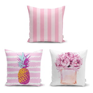 Sada 3 povlaků na polštáře Minimalist Cushion Covers Pink Striped, 45 x 45 cm