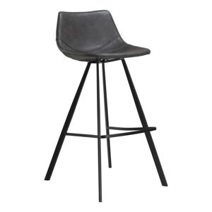 Šedá barová židle z eko kůže s černým kovovým podnožím DAN–FORM Denmark Pitch, výška 98 cm