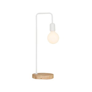 Bílá stolní lampa s dřevěným podstavcem Valetta
