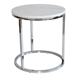 Bílý mramorový odkládací stolek s chromovaným podnožím RGE Accent, ⌀ 50 cm